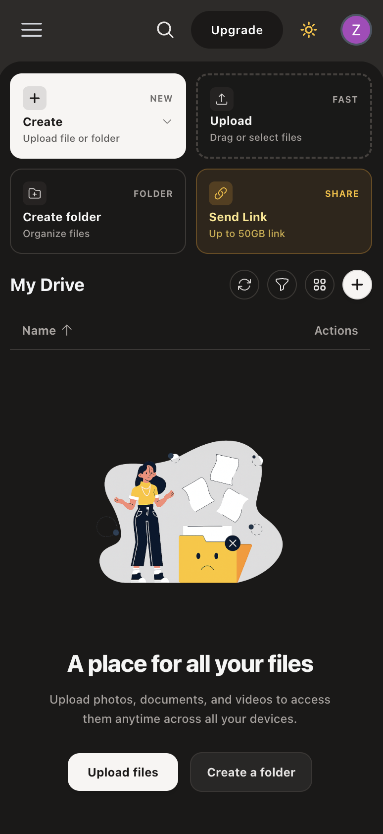 BackupBox Mobile App Interface Dark Mode