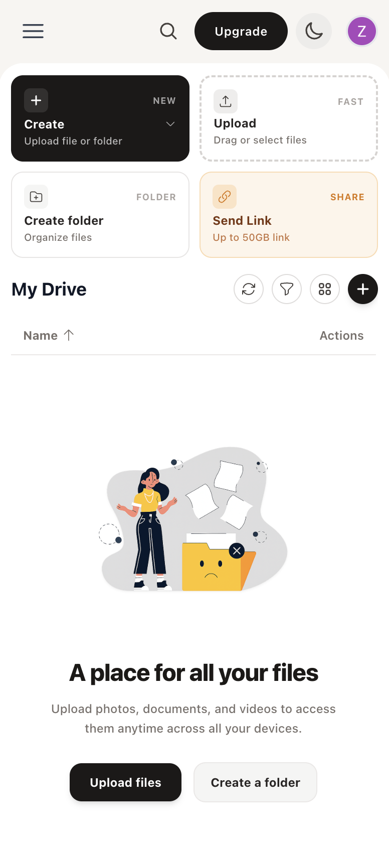 BackupBox Mobile App Interface Light Mode